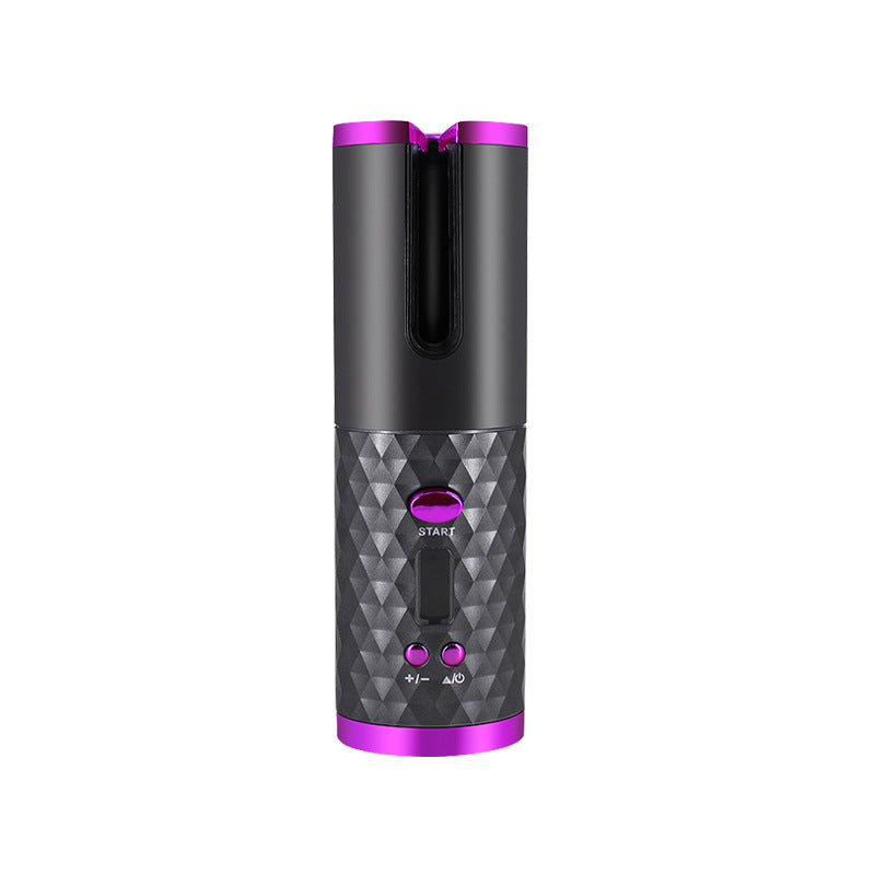 Modelador de Cabelo Automático Recarregável Feminino Portátil com Visor LCD, Escova Rotativa de Cerâmica para Ondas e Caracóis