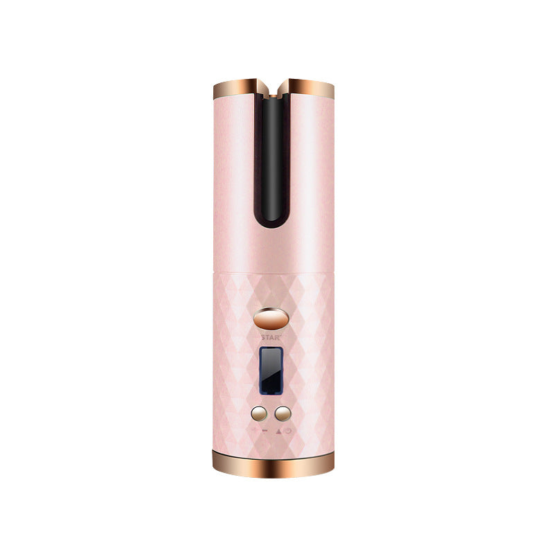 Modelador de Cabelo Automático Recarregável Feminino Portátil com Visor LCD, Escova Rotativa de Cerâmica para Ondas e Caracóis