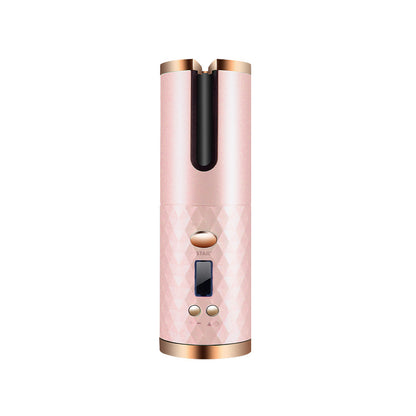 Modelador de Cabelo Automático Recarregável Feminino Portátil com Visor LCD, Escova Rotativa de Cerâmica para Ondas e Caracóis